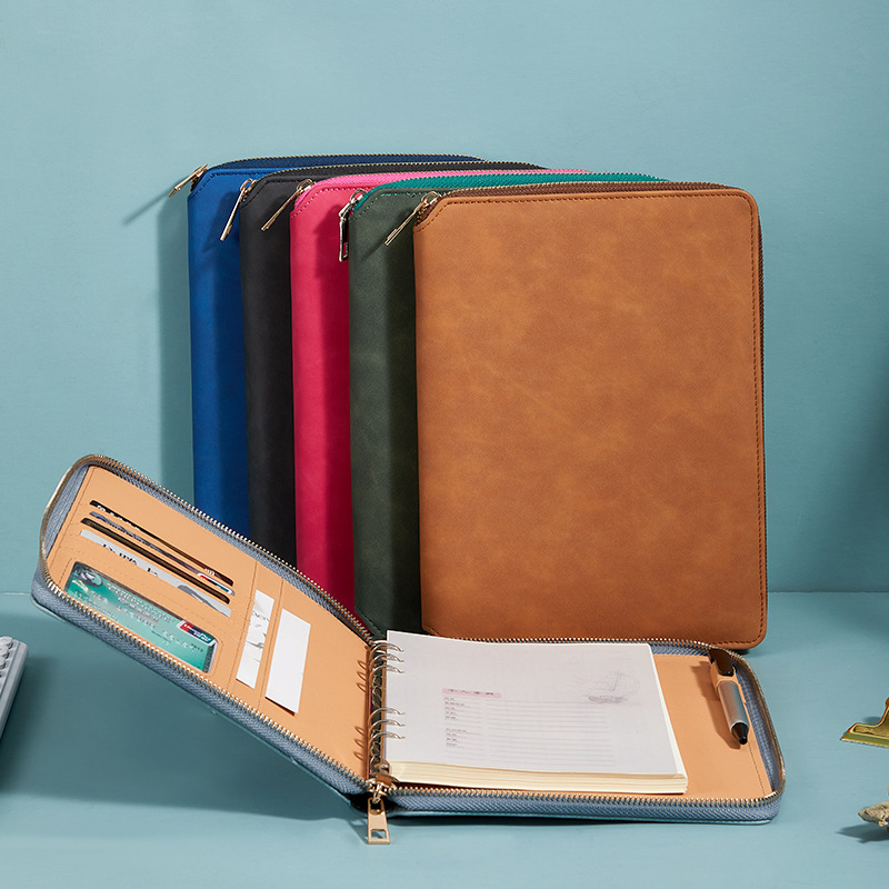 비즈니스 A5 지퍼 가방, 넉넉한 나뭇잎 노트북, 문구, 다기능 크리에이티브 메모장, 관리자 가방, 휴대용 다기능